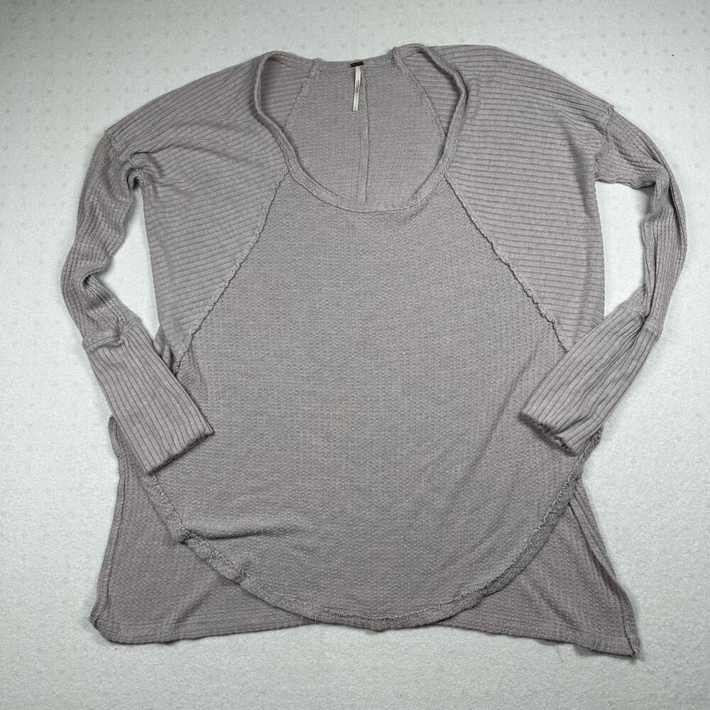 We The Free Free People Ventura Thermal Top Womenโs Large Purple Waffle Knit
